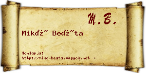Mikó Beáta névjegykártya