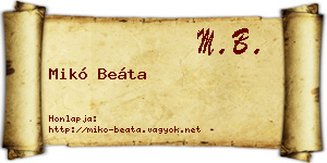 Mikó Beáta névjegykártya
